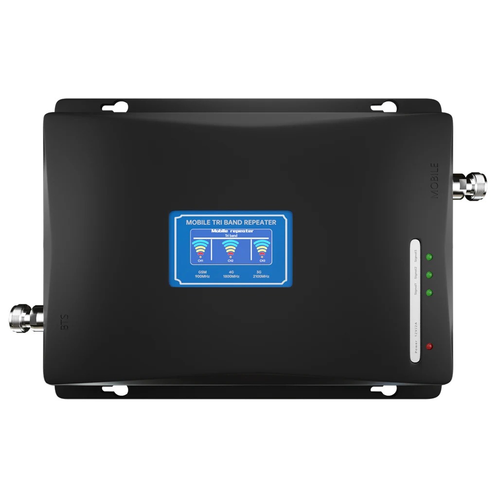 Heavy-duty black network repeater, 75dBm, robust aluminum housing
