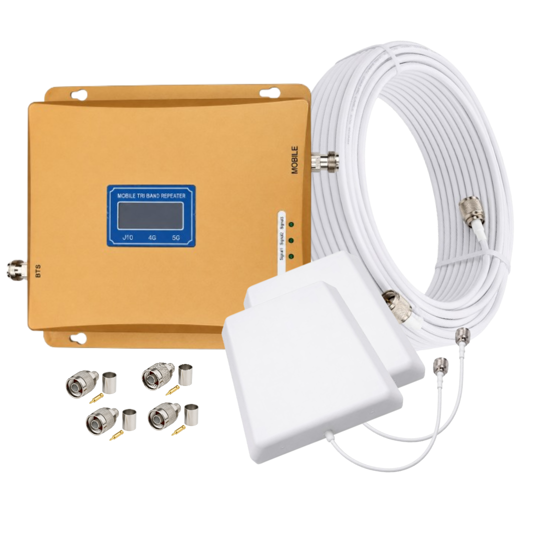 Golden tri-band signal booster complete set